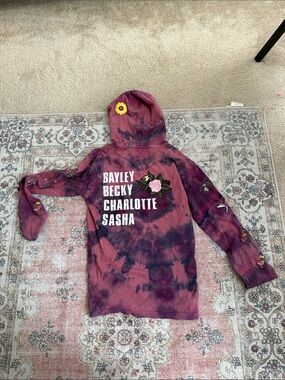 Tie-Dye Maroon Hoodie with Floral Patch WWE Becky Lynch Customize